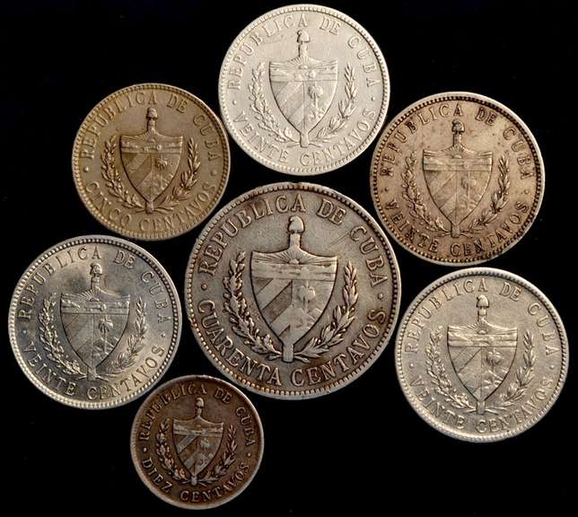Lot Of 7 Scarce Cuban Coins