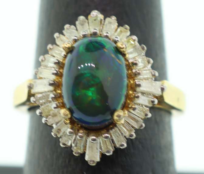 Enchanting Garden Green Opal Ring with Gold Plated Silver and Diamond Accents