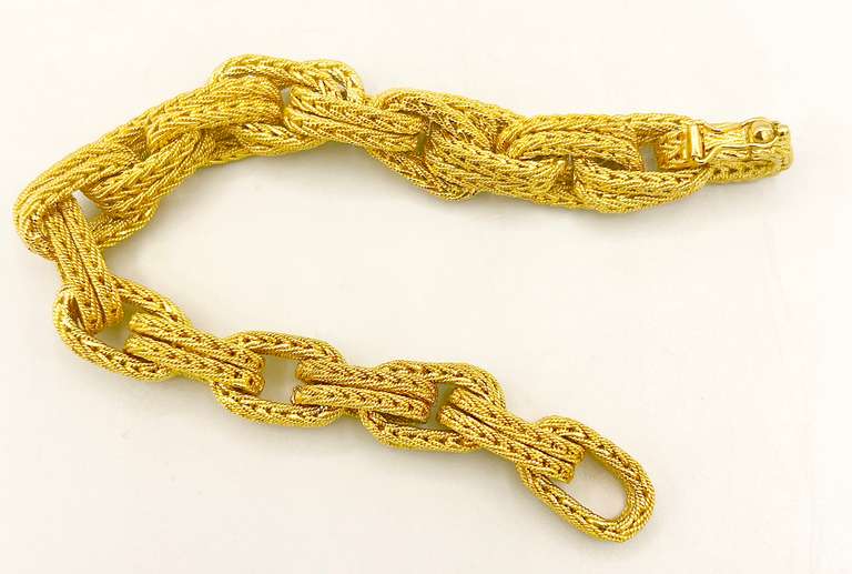 18kt Solid Yellow Gold Double Woven Link Bracelet