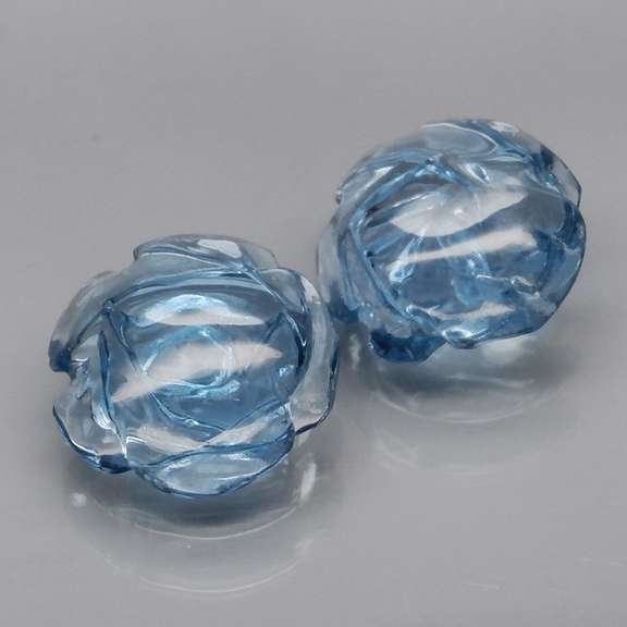 Translucent! 2.87ct London blue Topaz flower carvings