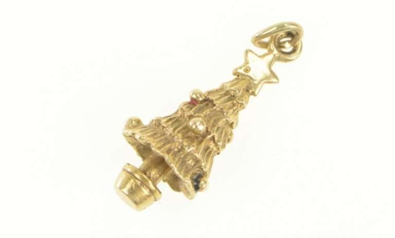 14K Yellow Gold 3D Christmas Tree Holiday Trad. Symbol Charm/Pendant