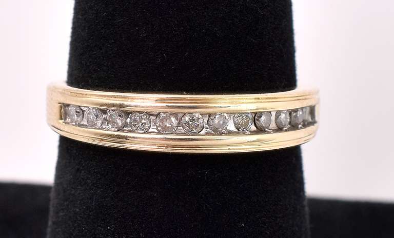 Solid Diamond Ring In 14K Yellow Gold