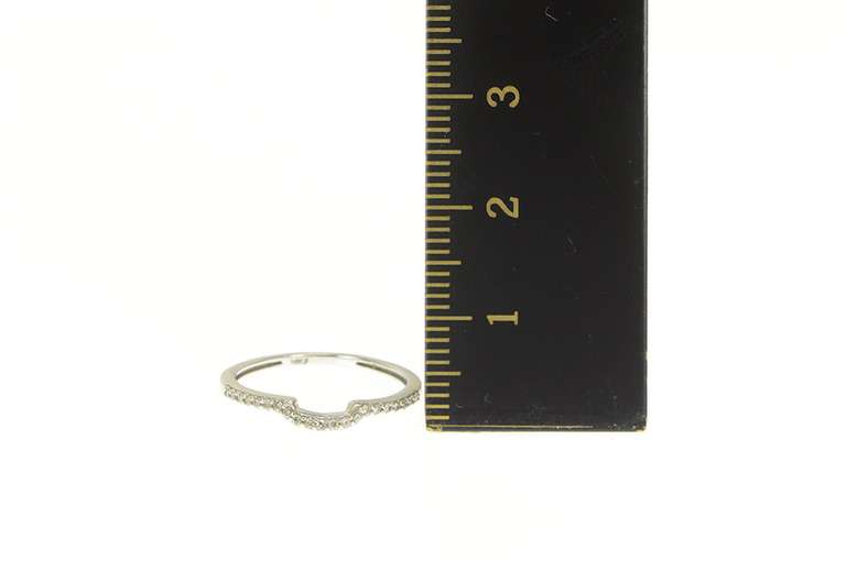 10K White Gold Curved Contour Diamond Wedding Band Ring