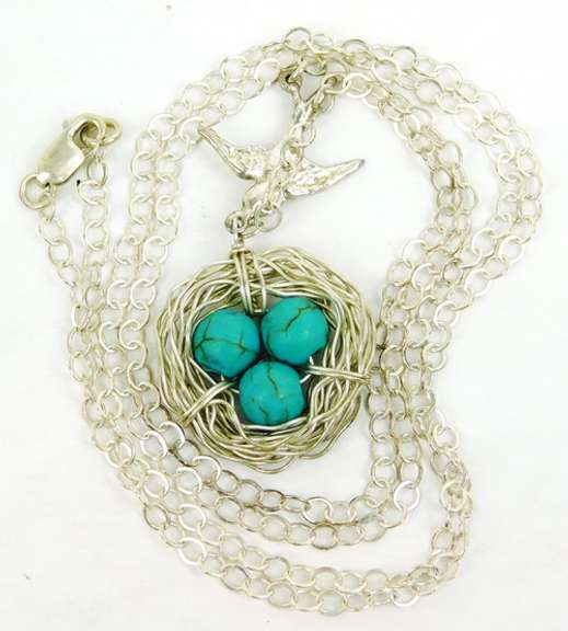 Sterling Bird & Nest Necklace