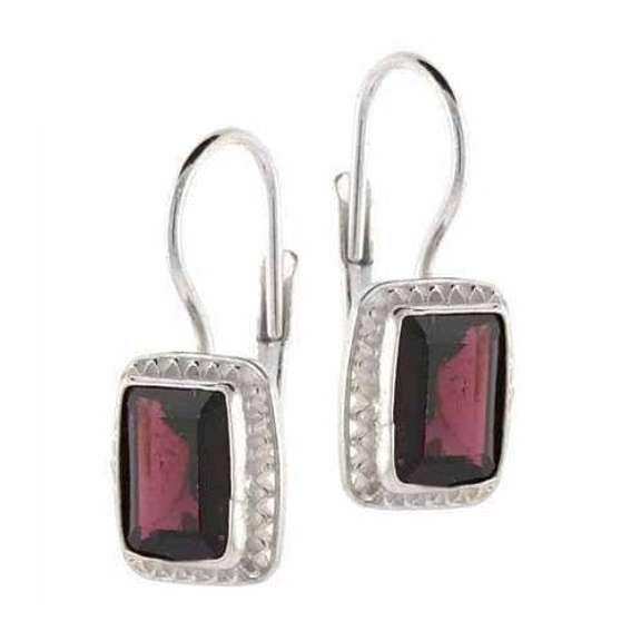 Garnet Stone Rectangle Earrings