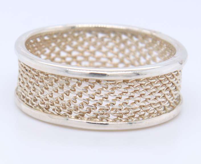 925 Sterling Silver Tiffany & Co Mesh Wide Band