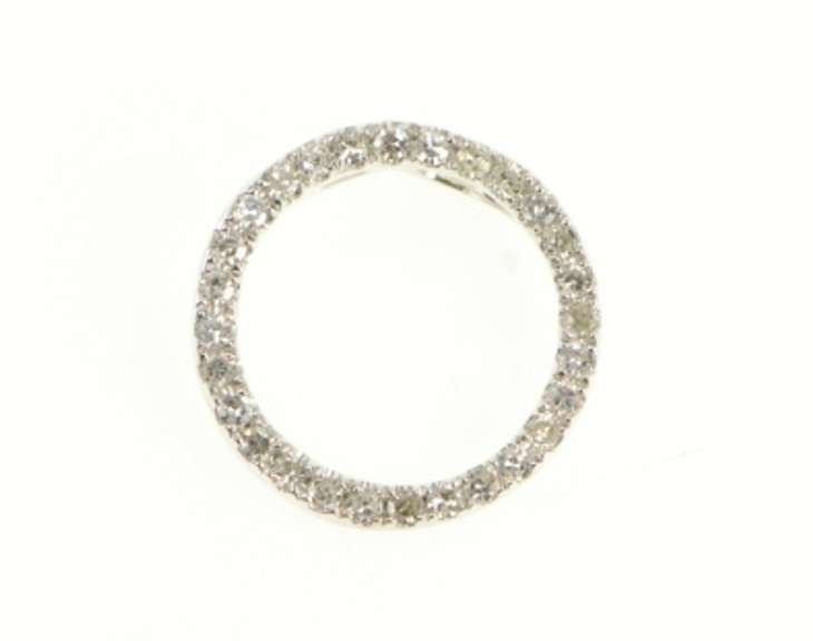 14K White Gold Classic Round Diamond Circle Journey Pendant