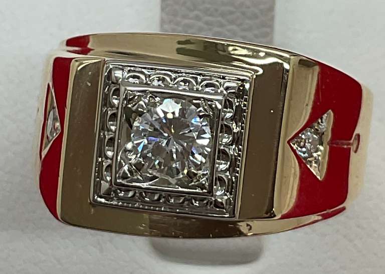 MEN'S 14K GOLD AND DIAMOND RING