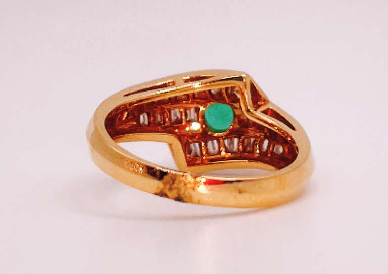 18kt Solid Yellow Gold, Emerald, & Diamond Ring