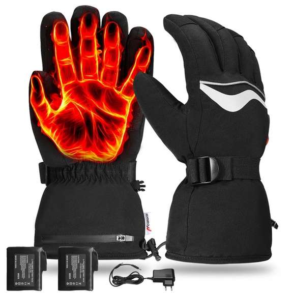 1 Pair Black Electric Heated Waterproof Gloves