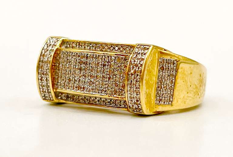 10kt Solid Yellow Gold & Diamond Men's Ring
