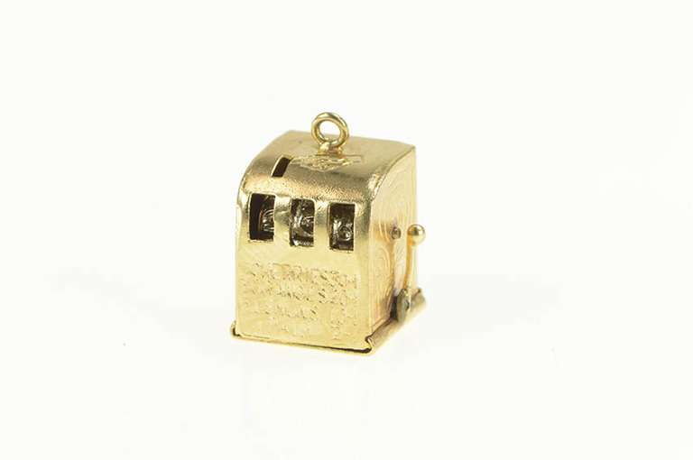 14K Yellow Gold 3D Articulated Slot Machine Souvenir Charm/Pendant