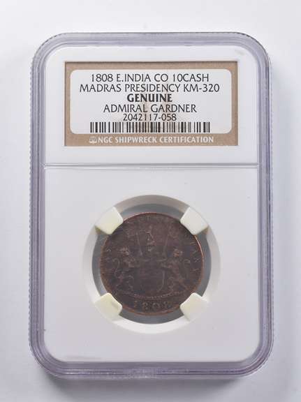 Genuine 1808 East India Co 10 Cash Madras KM-320 Gardner NGC Shipwreck