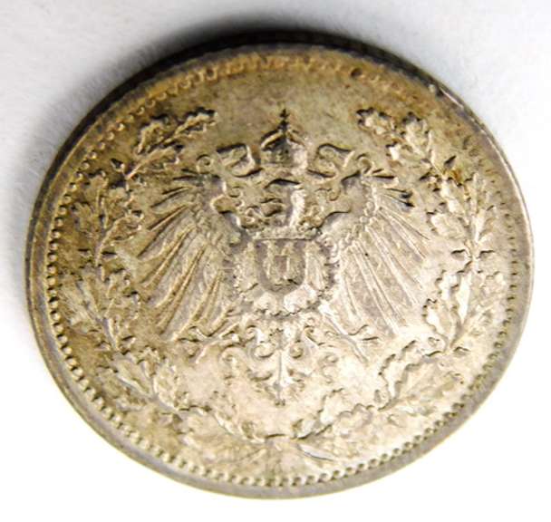 German 1916A 1/2 Mark Silver Coin