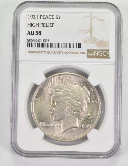 AU58 1921 Peace Silver Dollar - High Relief - Graded NGC