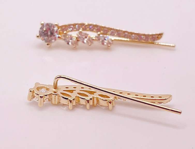 14kt Solid Yellow Gold & Diamond Earrings