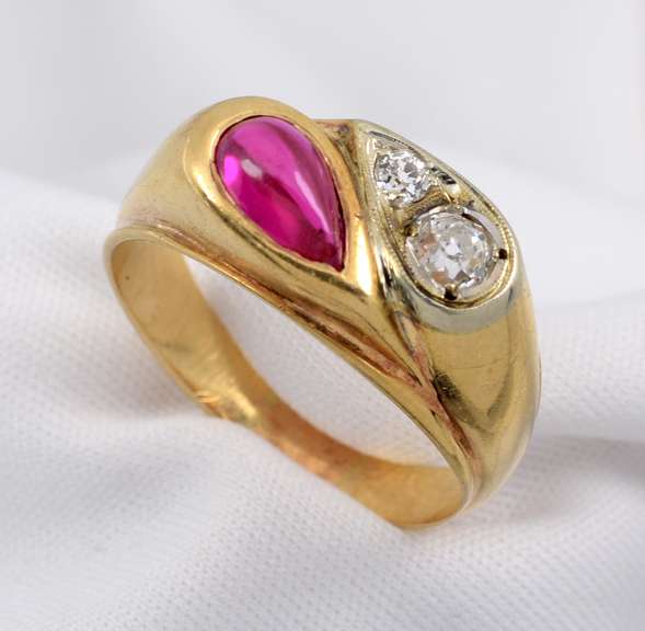 Vintage Man's Ring with Ruby & Diamond