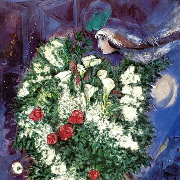Bouquet with Flying Lover by Chagall (1887-1985)