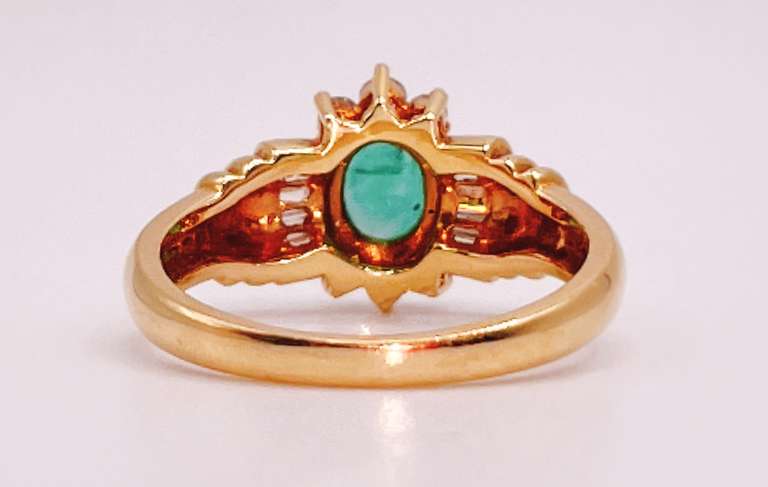 18kt Solid Yellow Gold, Emerald, and Diamond Ring