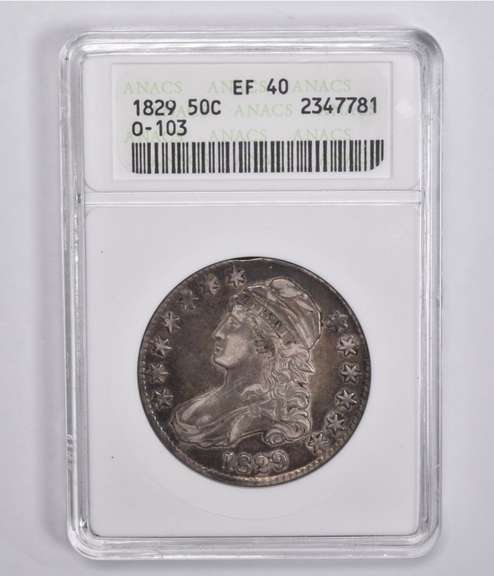 EF40 1829 Capped Bust Half Dollar O-103 ANACS