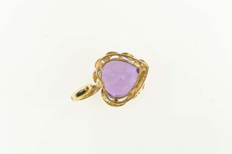 14K Yellow Gold Heart Amethyst Love Symbol Statement Pendant