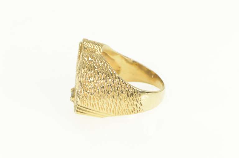 14K Yellow Gold 0.21 Ct Diamond Soaring Eagle Patriotic Ring