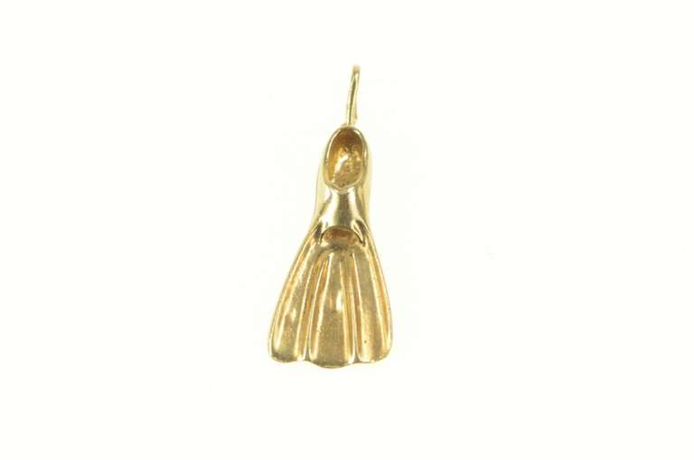 14K Yellow Gold 3D Scuba Diving Flipper Swimmer Diver Charm/Pendant
