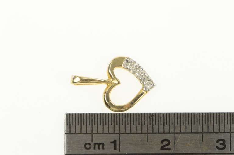14K Yellow Gold Diamond Inset Heart Love Symbol Classic Pendant