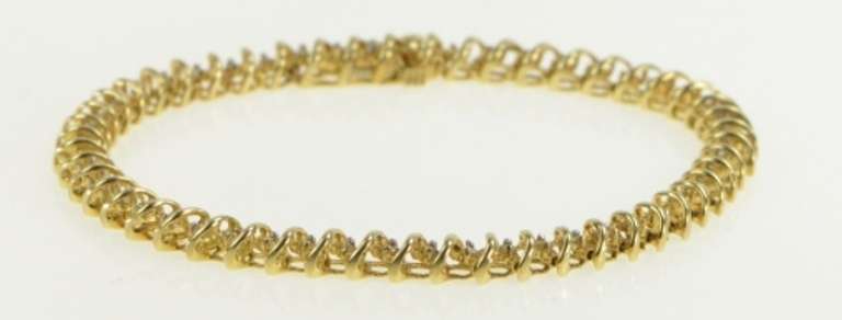 14K Yellow Gold 0.92 Ctw Diamond Classic Vintage Tennis Bracelet