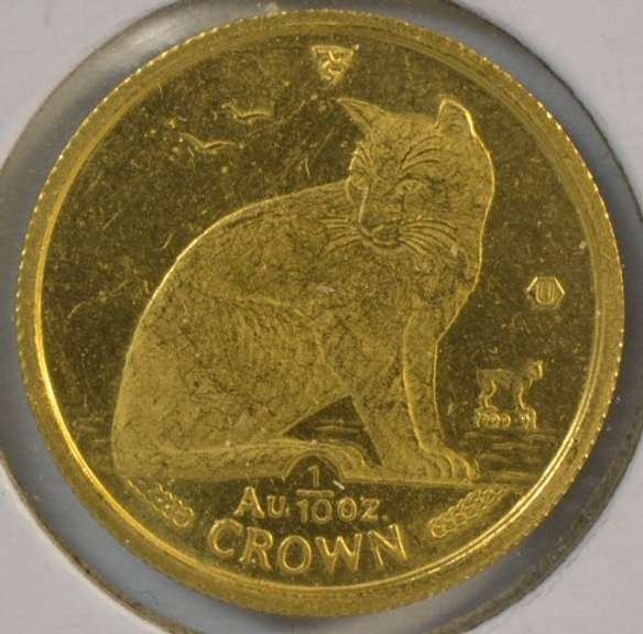 Prooflike 1990 Isle of Man Gold Crown Cat 1/10th oz pure