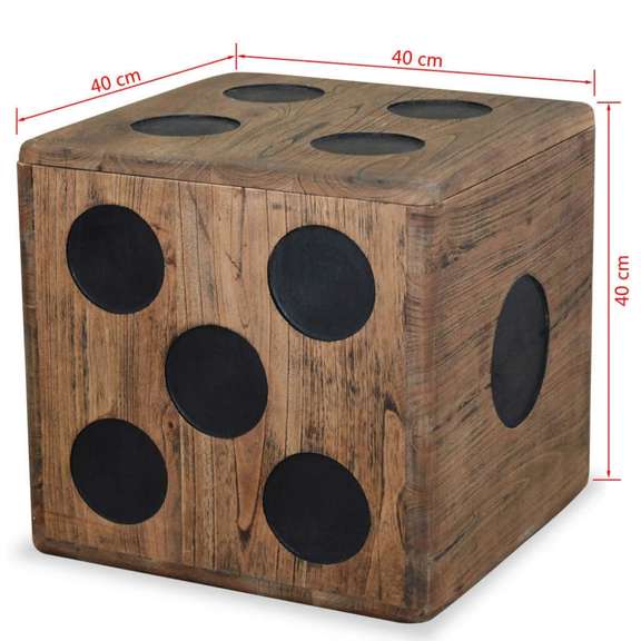 Storage Box Mindi Wood 15.7x15.7x15.7in Dice Design