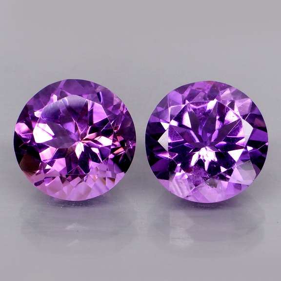 Stunning 6.43ct violet Amethyst solitaire pair