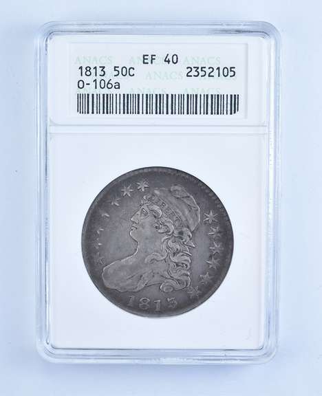 EF40 1813 Capped Bust Half Dollar - O-106a - Graded ANACS