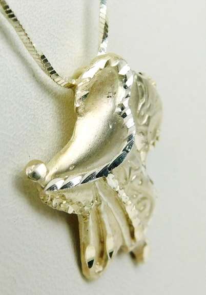 Glistening Sterling Saddle Pendant & Chain