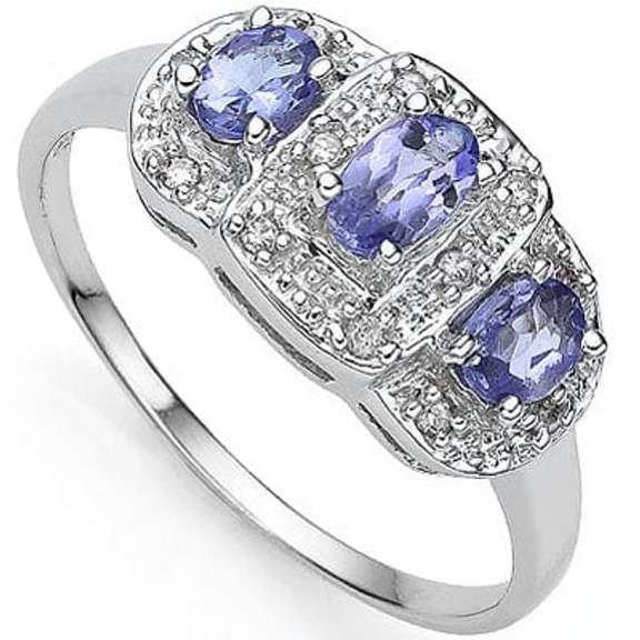 2/3 CT GENUINE TANZANITE SILVER RING