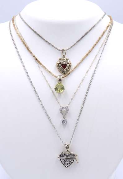 Group Lot of Vintage 925 Sterling Silver Necklaces