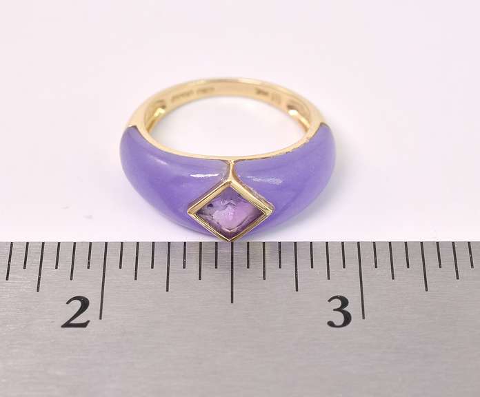 Enchanting Purple Amethyst Ring In 14K Yellow Gold