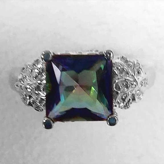 1.50 CT BLUE MYSTIC GEMSTONE SILVER RING