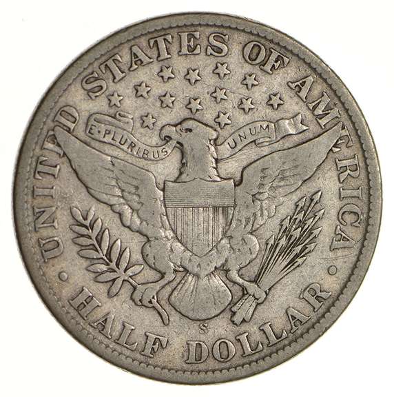 1910-S Barber Half Dollar - Circulated