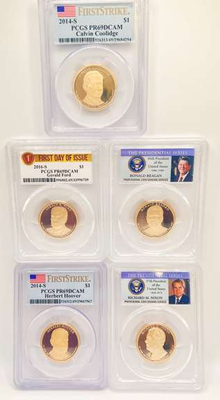 Very collectable 5 gold plated proof presidential coin
