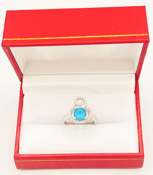 Fancy .925 Sterling Silver Gemstone Halo Ring