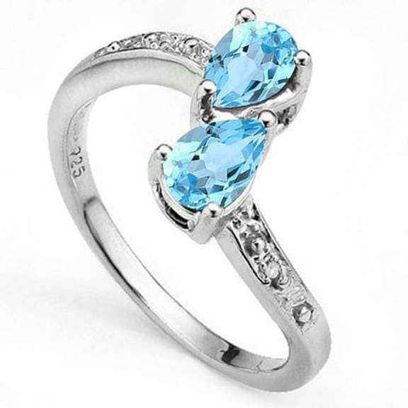 1.00 CT BABY SWISS BLUE TOPAZ SILVER RING