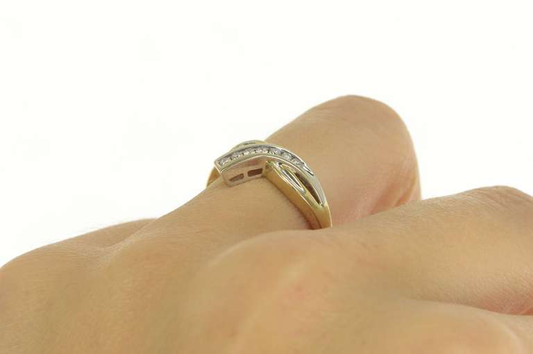 14K Yellow Gold 0.36 Ctw Diamond Two Tone Bypass Statement Ring