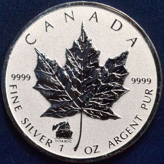 2012 Canadian Maple Leaf Reverse Proof Titanic Privy Mark BU 1 Ounce Silver