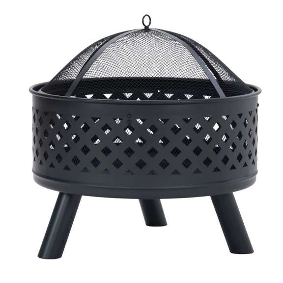 U-style Round Fire Pit Steel Wood Burning BBQ Grill