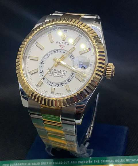 PRE-OWNED ROLEX TWO TONE SKY DWELLER WHITE DIAL| MODEL 326933