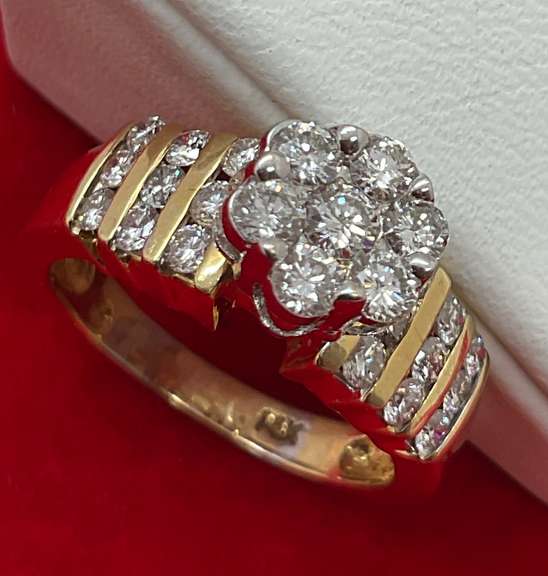 LADIES 14K AND DIAMOND ENGAGEMENT RING