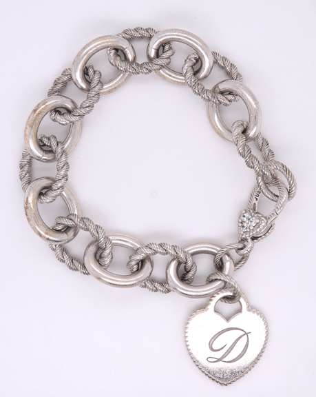 Judith Ripka 925 Sterling Silver Bracelet with D Initial Charm