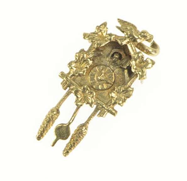 14K Yellow Gold 3D Articulated German Cuckoo Clock Charm/Pendant