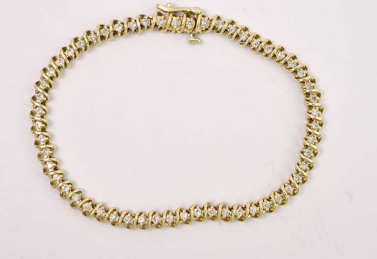 Dazzling Diamond Bracelet In 14K Yellow Gold